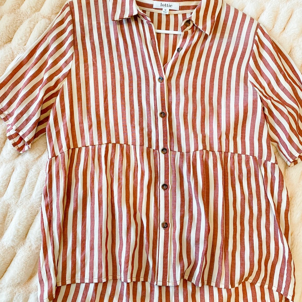Candy Striped Peplum Top | Size M | Bohme